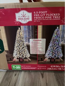 Holiday Time 6.5 Ft Pre-Lit Flocked Christmas Tree – Color Changing LED