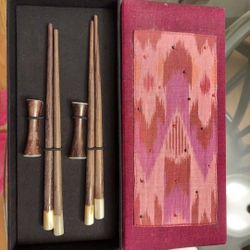 NEW Chopsticks with case made from Java wood and shell