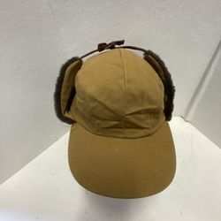 Vintage Ear Flaps Winter Trapper Hat Cap Insulated Size Large USA Brown P Caps
