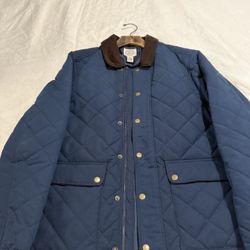 Navy Blue Button/Zip-Up Winter Coat (M) 