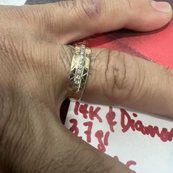 14K Solid Gold Man Wedding Band With Diamonds 💎 Stones 3.7Gr Size 10.5