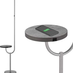 Parasol Torchiere Wireless Stand Floor Integrated LED Lamp Charging Table Plus USB Port Touch Contro