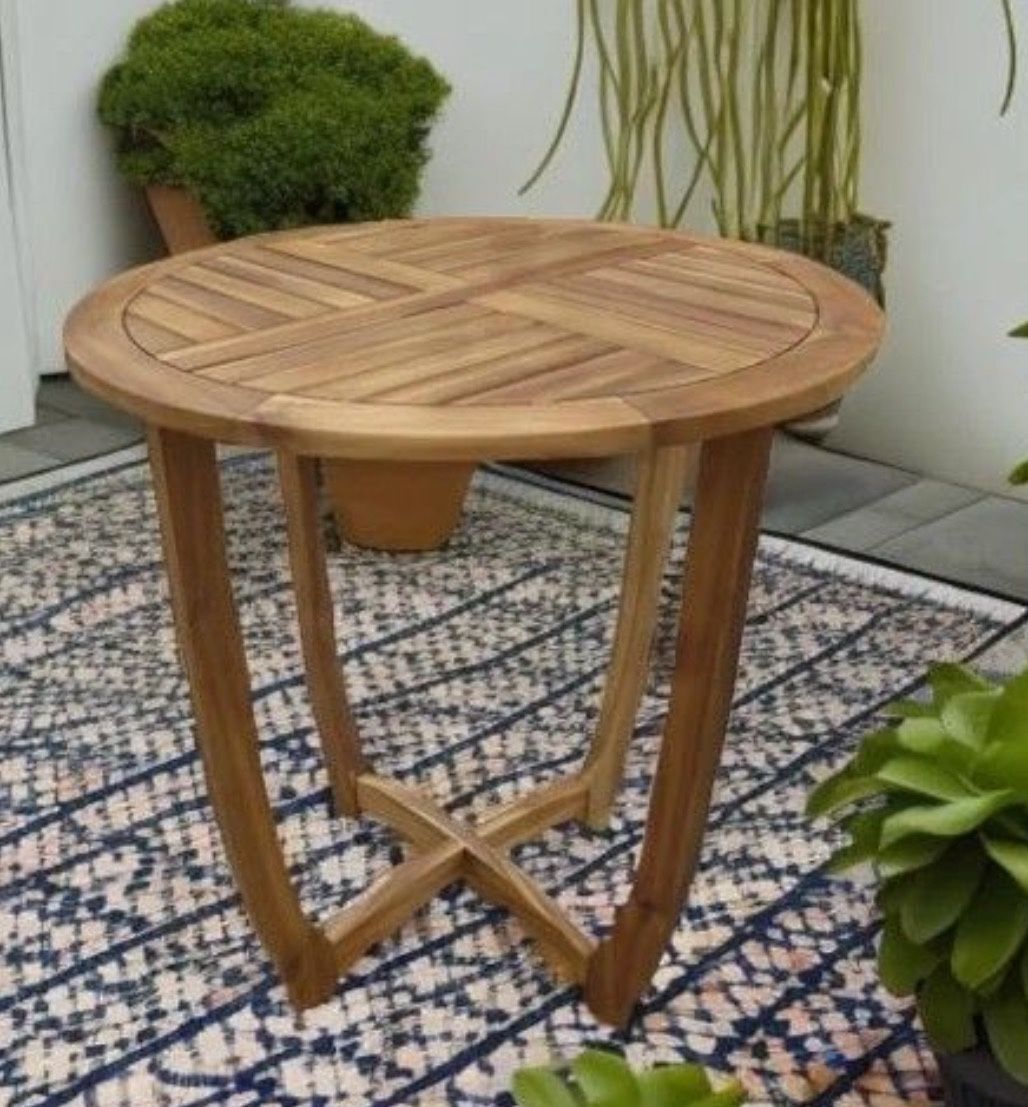 NEW Teak Brown Wood Patio Tables (2)