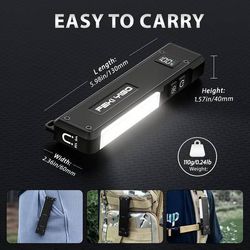 new Rechargeable Flat Flashlight 1800 Lumens White LED/UV/RGB Signaling Flashlights, Waterproof Magnetic Clip on Flashlight for Outdoor Home Emergenci