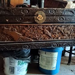 Hand Carved Wood Chest