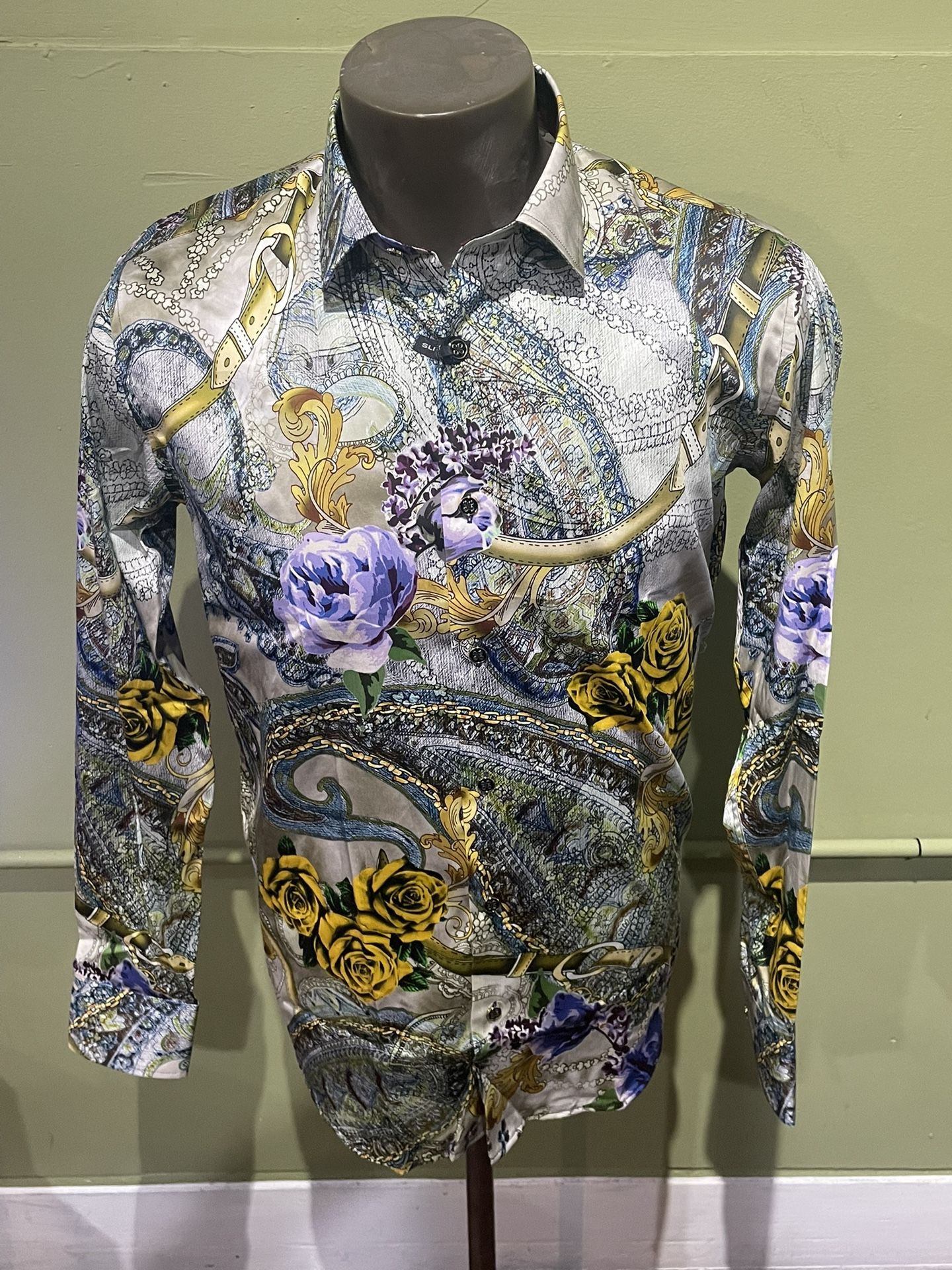 Barabas Shirt Button Front Slim Fit Gold/lavender