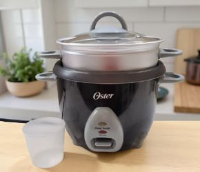 3-Cup Rice & Grain Silver/Black Cooker with Steam Tray (Oster )