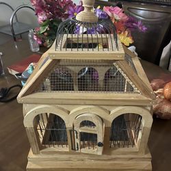 Antique Wooden Bird Cage 