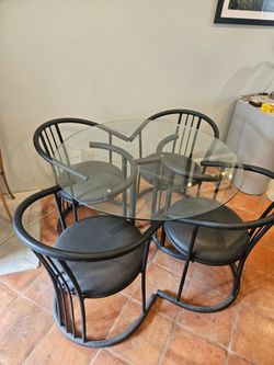 Glass Top Dining Table + 4 Chairs