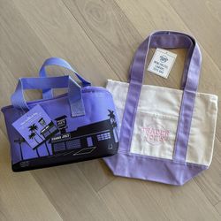 Trader Joe’s Mini Pastel canvas Tote Bag And Mini Insulated Bag