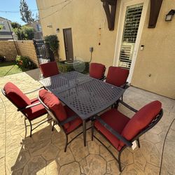 7 Pc Patio Dining Table With Chairs And Cushions