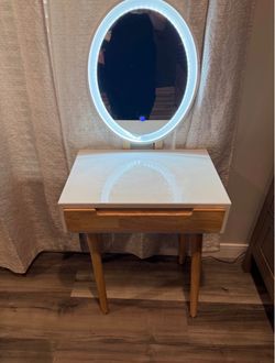 Vanity Table with LED Lighted Mirror