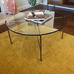 Article Glass Rose Gold Frame Coffee Table