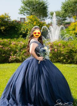 Navy Blue Quinceañera Dress Size 8 In Excellent Condition