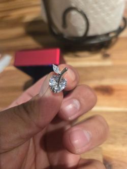 Women's White Gold-Plated Heart Shaped CZ Stud Earring