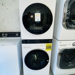 New LG washer and dryer, a receipt for a 90-day warranty.