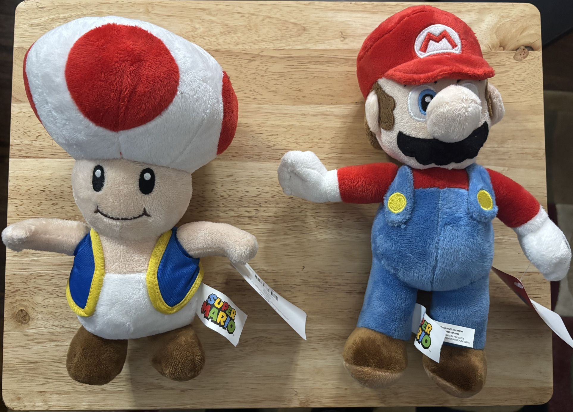 Super Mario Bros Plush Bundle NWT - Mario & Toad (9’’) Nintendo Stuffed Toys Gift Set
