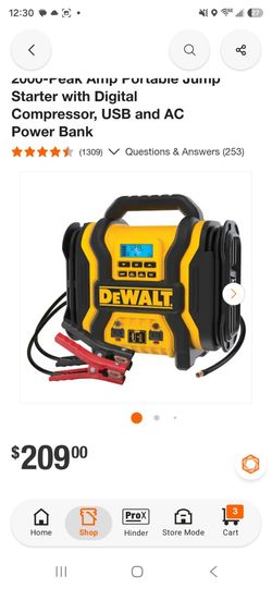 DEWALT 2000-Peak Amp Portable Jump Starter