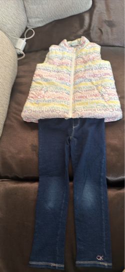 Calvin Klein Kids Puffer Vest and Jeans Set size 6t