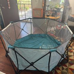 Regalo My Play Deluxe Extra Large Portable Play Yard Indoor and Outdoor, Bonus Kit, Washable, Teal, 8-Panel