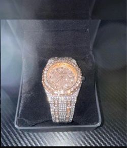 Iced Out AP Moissanite & CZ Watch Rose Gold Silver
