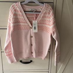 Vineyard Vines Girls Fair-Isle Cardigan - Pink Dogwood - 7