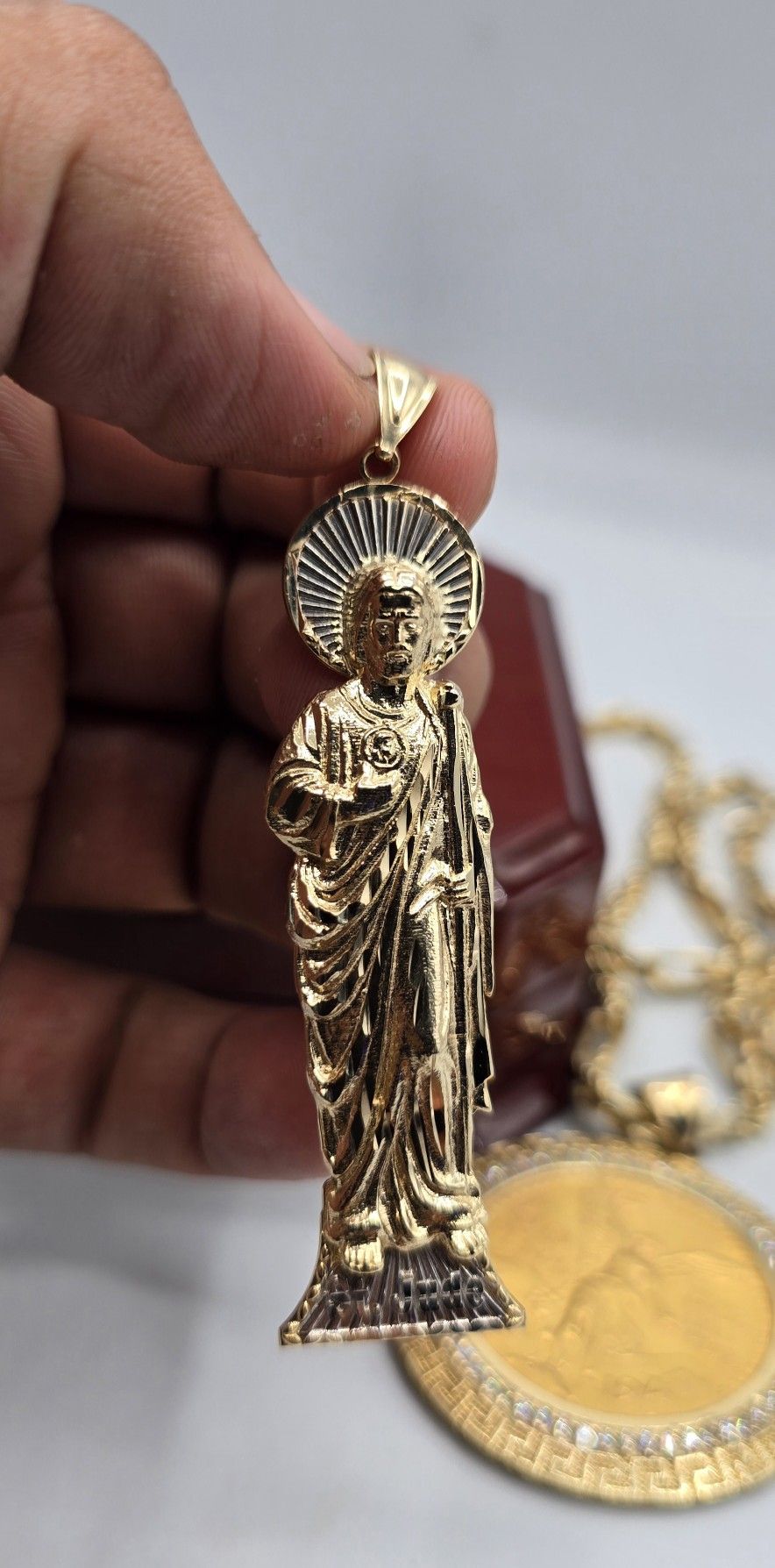 14kt Gold 2D San Judas Pendant Dije De San Judas Oro 14kt
