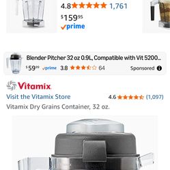 Vitamix Dry Grains Container, 32 oz. New