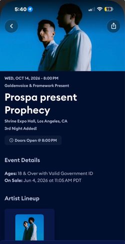 Prospa tickets 10/14