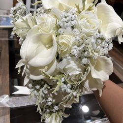 White Calla Lily Cascading Bridal Bouquet