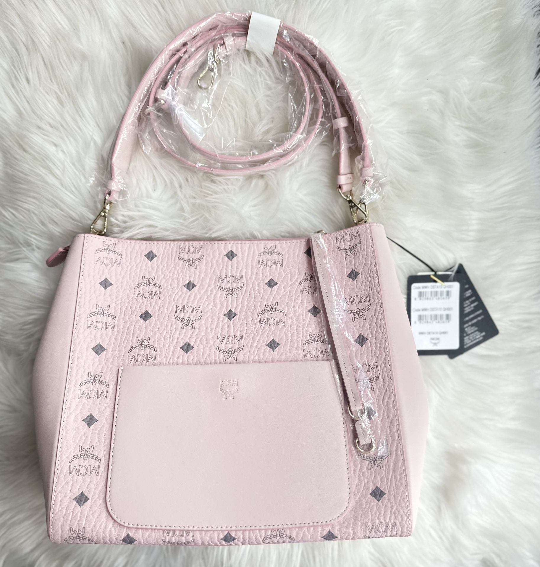 MCM Medium Aren VI Leather Hobo Shoulder Crossbody Handbag NEW - Powder Pink