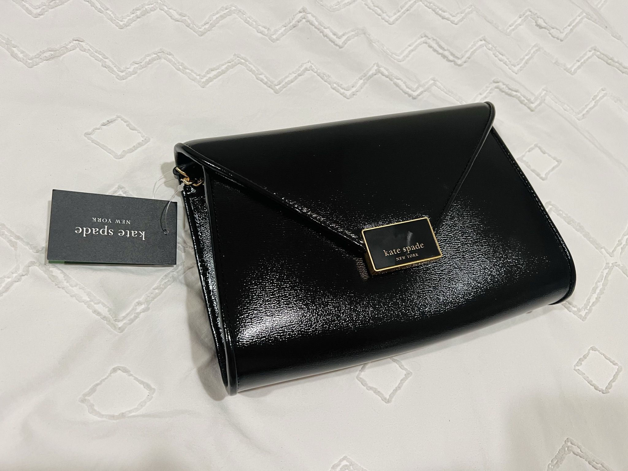 Kate Spade Black Leather Medium Envelope Purse