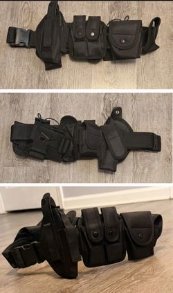 Black Tactical Utility Duty Belt System Holster & Modular Pouches New Open Box
