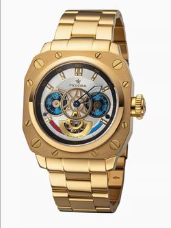 BRAND NEW TUFINA PIONIER  NEWPORT DUAL TIME  GOLD