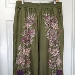 Green Floral Palazzo Pants L