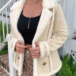 Double Button Plush Lined Coat