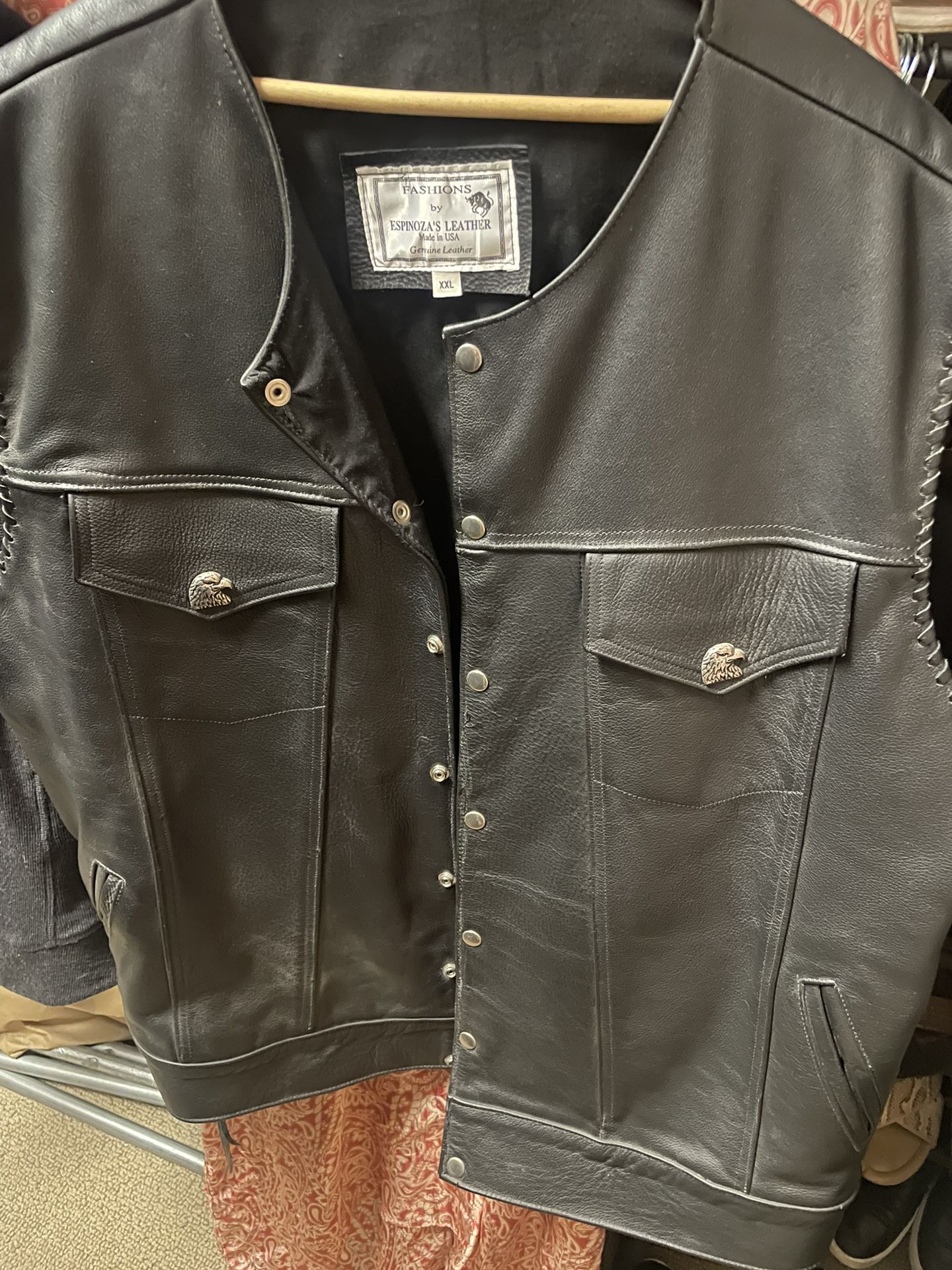 Custom Made Black Leather Vest