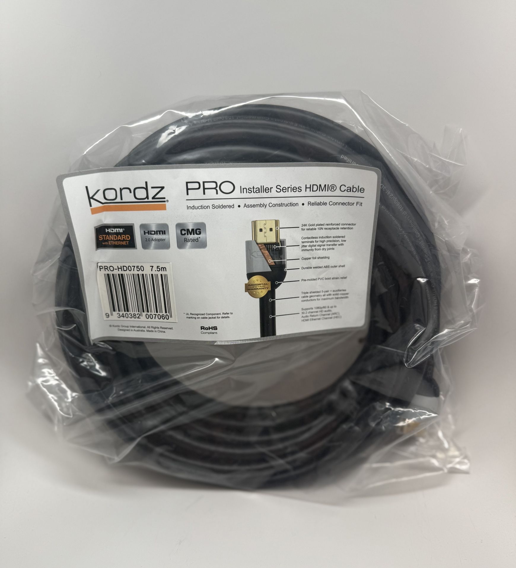 Kordz PRO-HD0750 Pro Series Passive 7.5M 4K HDMI Cable