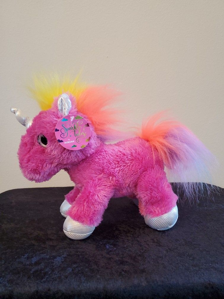 NWT AURORA  SPARKLE TALES PINK 10" COSMIC UNICORN PLUSH TOY