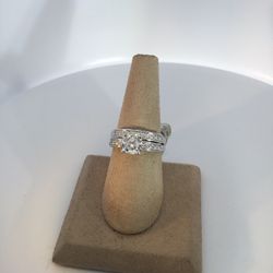 14Karat White Gold European Shank Style. Bridal Set Rings Size 7 With One 1.71Ct H VVS2 Diamond And 21=0.30 Tw Round Diamonds GIA #(contact info remov
