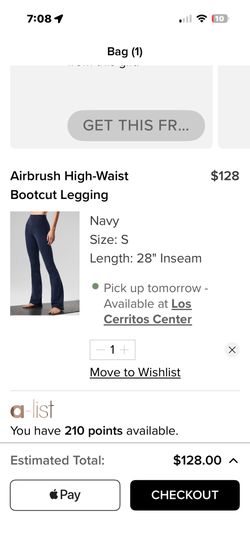 Alo Airbrush High-Waist Bootcut Legging Navy Size: S Length: 28" Inseam