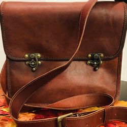 Brown Leather News Boy Cross Body