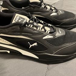 Men Pumas Size 14 & Black & White $85)  ((Size13  Black Dress Shoes, (Dexter Comfort $65)) 👉🏽(Brown Stacy Adams size13 $85 (Read Descript👇🏽
