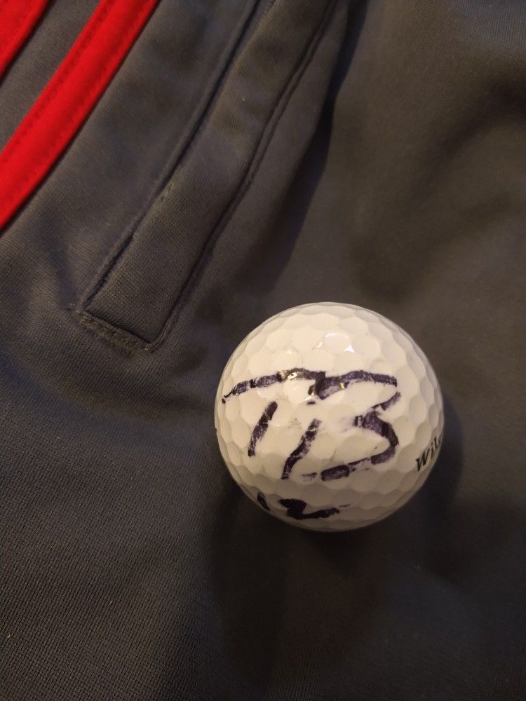 TOM BRADY SIGNED GOLF BALL AND ALSTOTT SIGNED