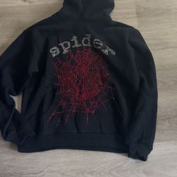 Black And Red Rhinestone Spider Hoodie