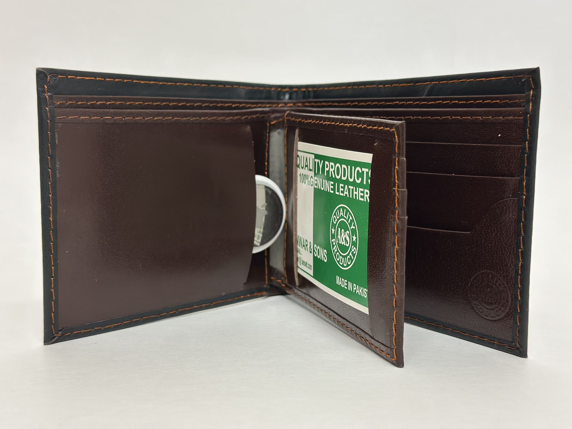 Premium Brown Leather Mens Wallet w/ Keychain