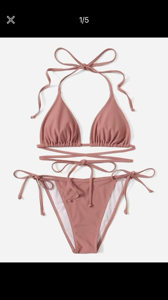 Bikini Halter Wireless Triangle Top & Tie Side Bottom Swimsuit * NEW *