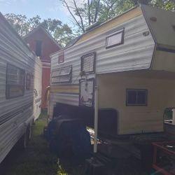 Truck Camper White And Yellowstone With 
