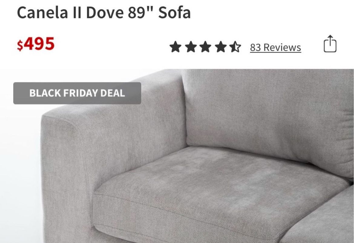 Canela II Dove 89’ Sofa 