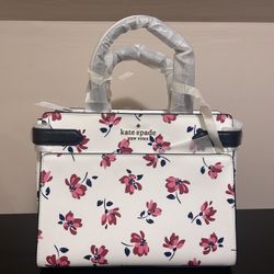 Kate Spade Medium Satchel Floral Tote Bag White Pink Navy  New With Tags